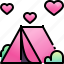camping, tent, heart, love, romantic 