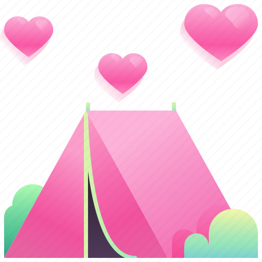 Camping, tent, heart, love, romantic icon - Download on Iconfinder