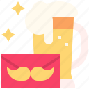 beer, mug, letter, mustache