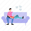 couch, couple, sitting, romantic, love