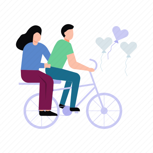 Riding, bicycle, couple, love, romance icon - Download on Iconfinder