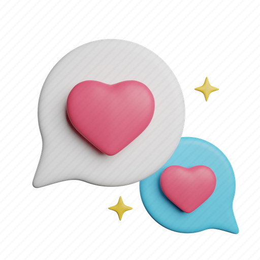 Conversation, of, love, front, communication, message 3D illustration - Download on Iconfinder