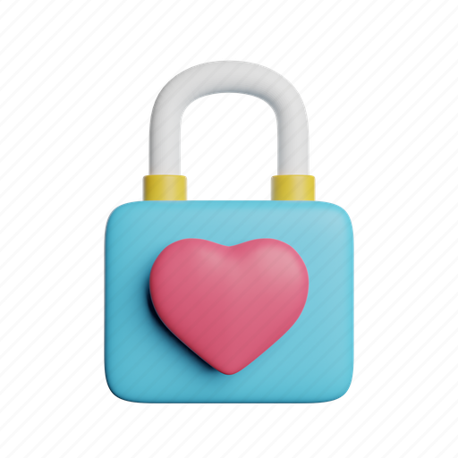 Love, lock, front, security, heart, protection 3D illustration - Download on Iconfinder