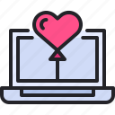heart, love, laptop, romance, balloon