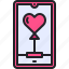 heart, smartphone, love, phone, balloon 