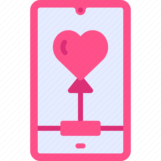 Heart, smartphone, love, phone, balloon icon - Download on Iconfinder