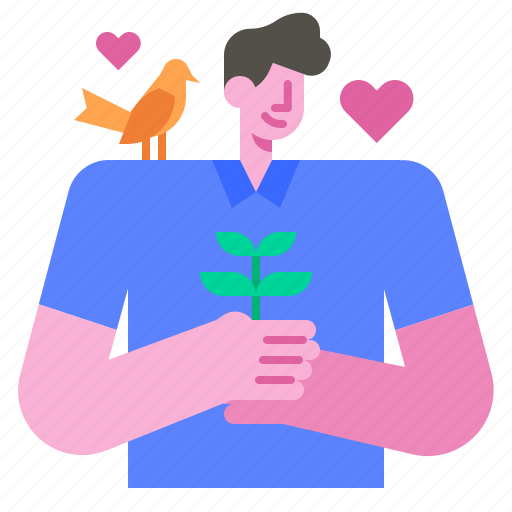 Ecology, love, plant, heart, nature, man, bird icon - Download on Iconfinder