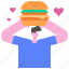 hamburger, love, junk, burger, sandwich, man, people 