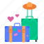 luggage, travel, travelling, heart, love, hat, honeymoon 