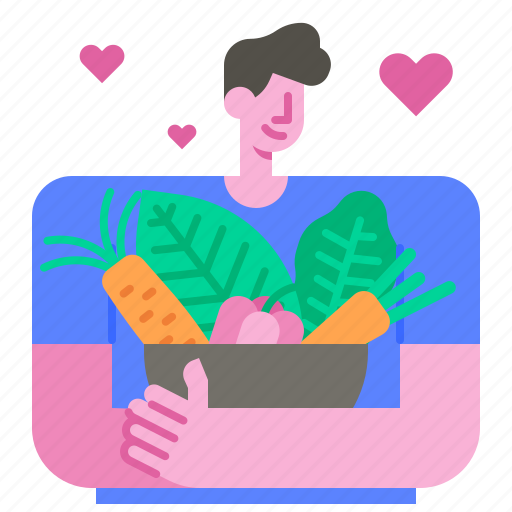 Vegan, love, vegetarian, vegetables, man, healthy, food icon - Download on Iconfinder