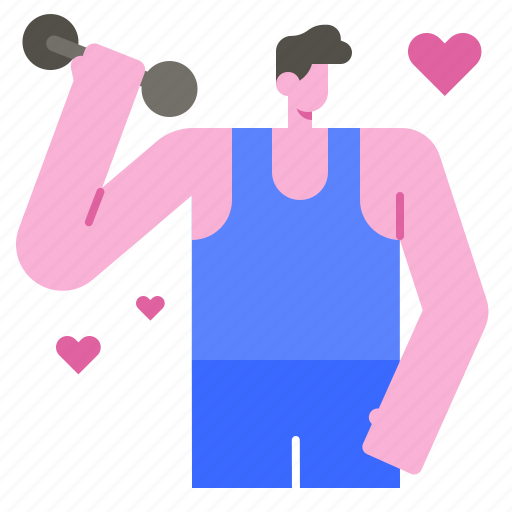 Workout, man, dumbbell, wellness, exercise, healthy, love icon - Download on Iconfinder