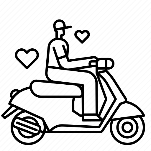 Motorcycle, motorbike, love, transportation, scooter, heart, man icon - Download on Iconfinder