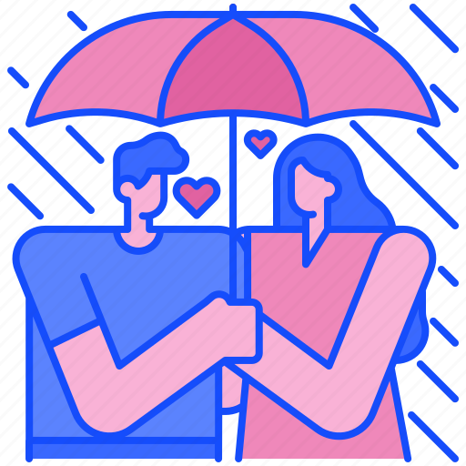 Rain, love, valentines, romance, romantic, heart, couple icon - Download on Iconfinder