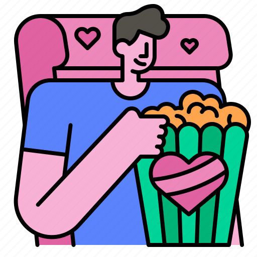 Cinema, popcorn, movie, entertainment, film, love, man icon - Download on Iconfinder