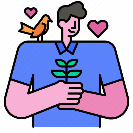 Ecology, love, plant, heart, nature, man, bird icon - Download on Iconfinder