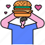 hamburger, love, junk, burger, sandwich, man, people 