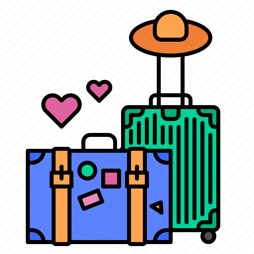 Luggage, travel, travelling, heart, love, hat, honeymoon icon - Download on Iconfinder