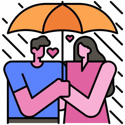 Rain, love, valentines, romance, romantic, heart, couple icon - Download on Iconfinder