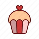 cupcake, heart, lineal, love, romance, valentine