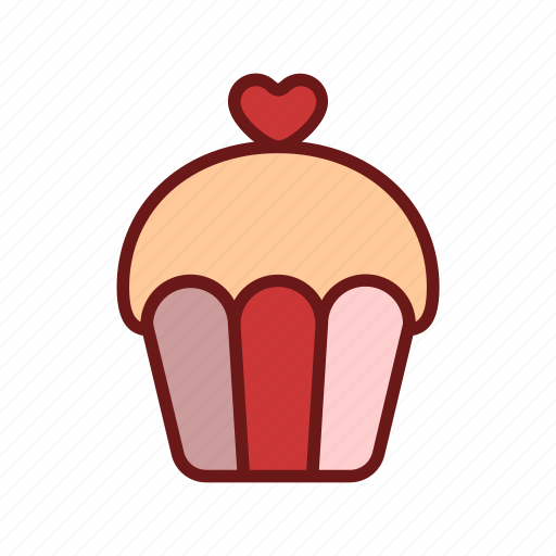 Cupcake, heart, lineal, love, romance, valentine icon - Download on Iconfinder