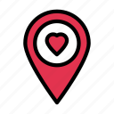 favorite, heart, location, love, map