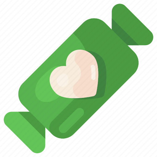 Heart, candy, toffee, heart sweet, confectionery, wrapped candy, heart candy icon - Download on Iconfinder