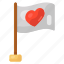 heart, flag, flagpole, heart flag, love flag, valentine flag, ensign 
