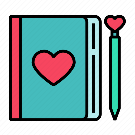 Notebook, love, heart, book, pen, diary, valentine icon - Download on Iconfinder