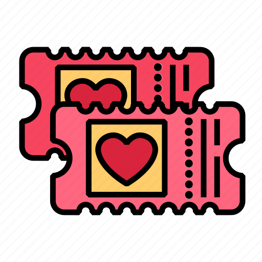 Heart, love, movie, romance, ticket, valentine, romantic icon - Download on Iconfinder