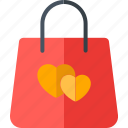 bag, gift, heart, package, shopping