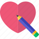heart list, pen, scroll, wishlist, pencil