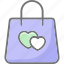 bag, gift, heart, package, shopping 
