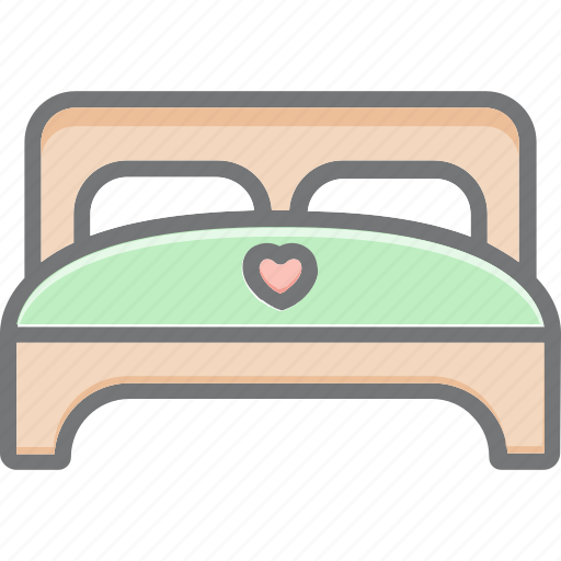 Bed, double bed, hotel, love, heart icon - Download on Iconfinder