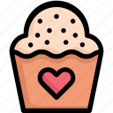 cake, heart, love, muffin, relationship, romance, valentine’s day