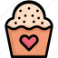 cake, heart, love, muffin, relationship, romance, valentine’s day 
