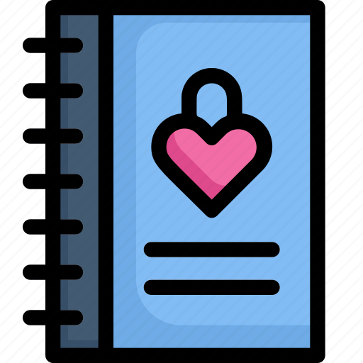 Diary, honeymoon, lock, love, relationship, romance, valentine’s day icon - Download on Iconfinder