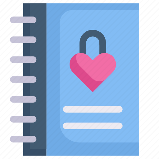 Diary, honeymoon, lock, love, relationship, romance, valentine’s day icon - Download on Iconfinder