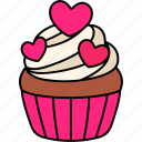 cup, cake, heart, love, valentine, wedding, romantic, cute