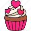 cup, cake, heart, love, valentine, wedding, romantic, cute 