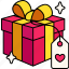 gift, box, with, heart, tag, love, valentine, wedding, romantic, cute, kawaii 