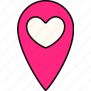 location, pin, heart