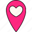 location, pin, heart 