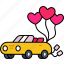 wedding, car, love, valentine, heart, romantic, cute 