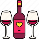 wine, heart, with, glass, love, valentine, wedding, romantic, cute
