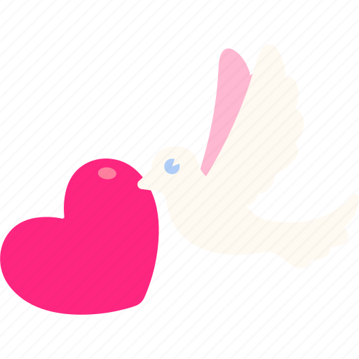Bird, flying, with, heart, love, valentine, wedding icon - Download on Iconfinder