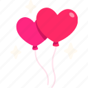 heart, balloon, two, love, valentine, wedding, romantic, cute