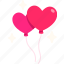 heart, balloon, two, love, valentine, wedding, romantic, cute 