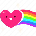 heart, rainbow, flying, love, valentine, wedding, romantic, cute