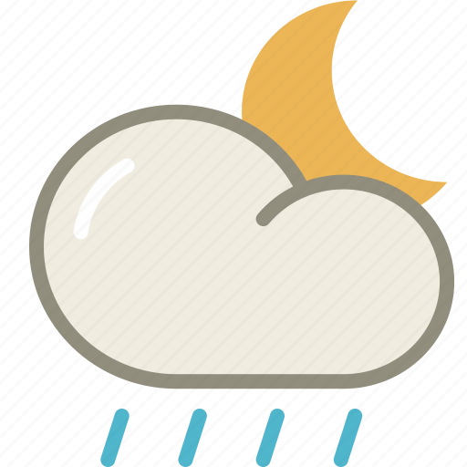 Cloud, lightshowers, moon, rain, rainy, forecast, weather icon - Download on Iconfinder
