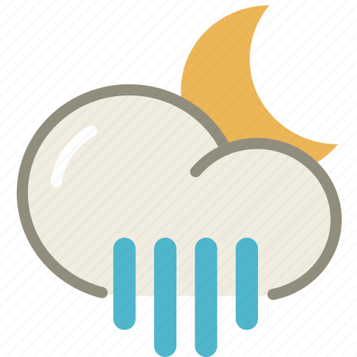 Night, rain, showers, forecast, moon, rainy, weather icon - Download on Iconfinder